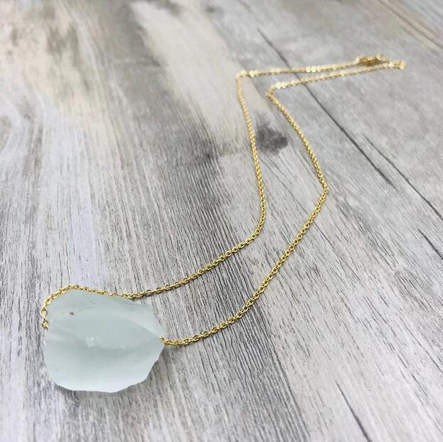 Natural Crystal Stone Pendant Necklace Irregular Jewelry