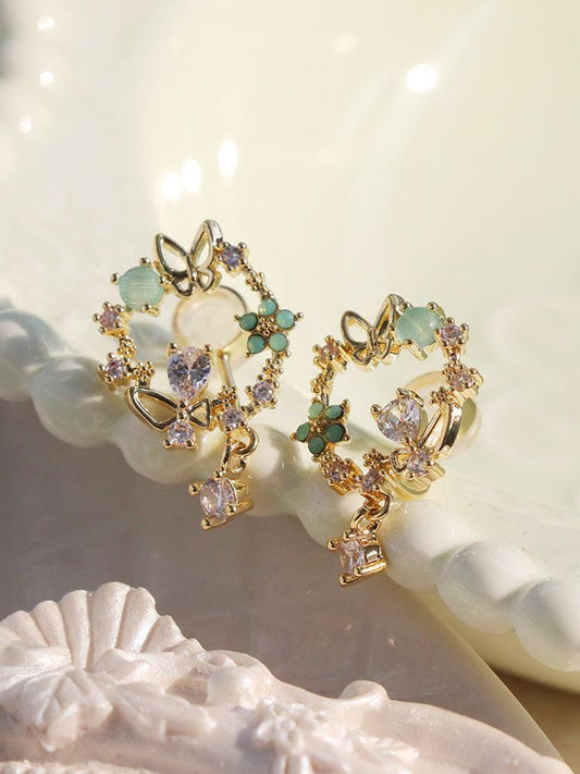 Emerald Treasure Stud Earrings Vintage Green Tourmaline Jewelry