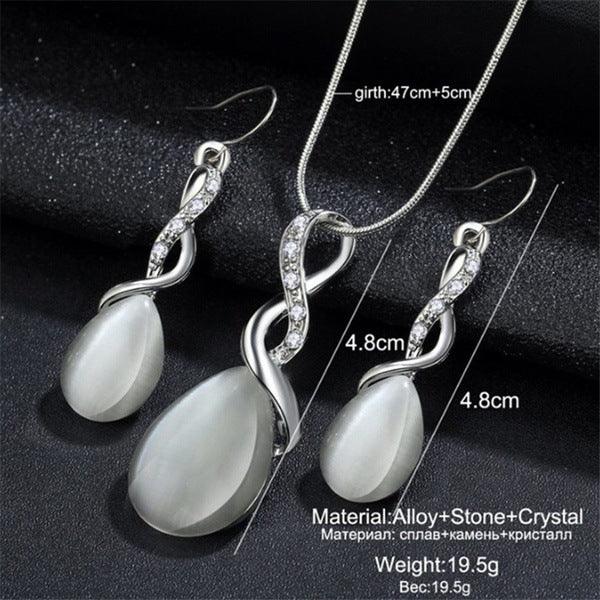 Zirconia Water Drop Jewelry Set | Daily Wear White