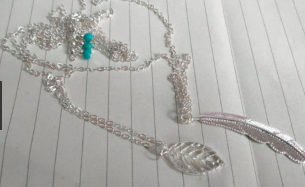 Double-layer Triangle Multi-layer Necklace | Daily Wear Feather Silver