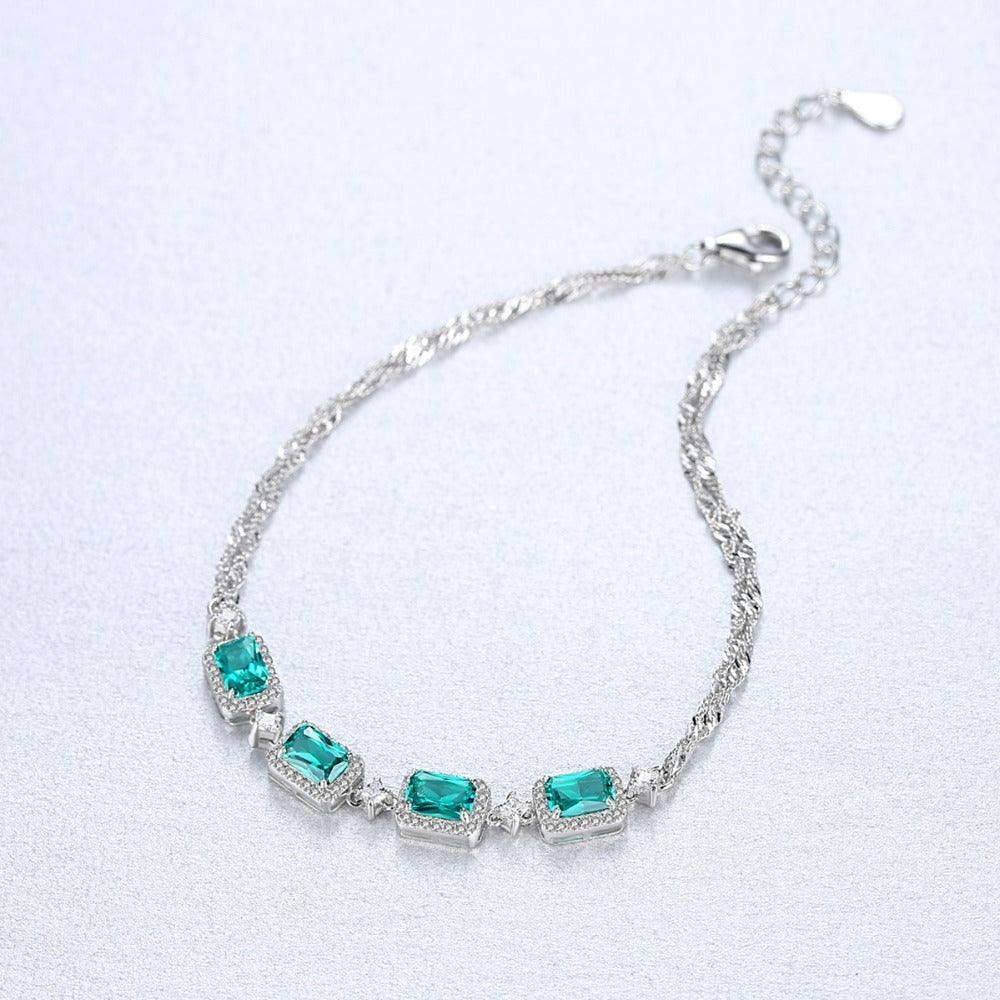 S925 Sterling Silver Emerald Bracelet | Daily Wear