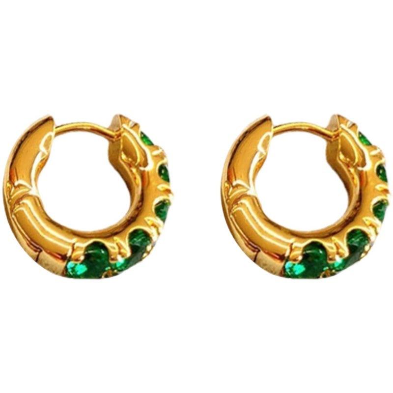 Gold Platted Stone Earrings | Daily Wear Green Diamond