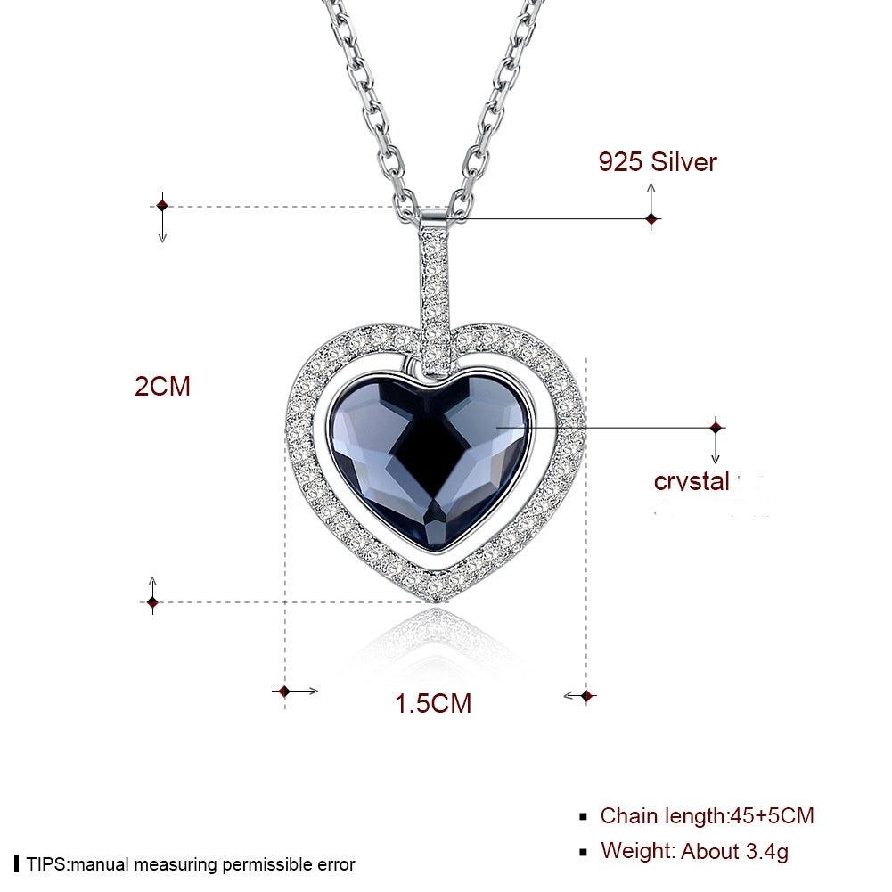 S925 Sterling Silver Crystal Necklace White Gold Plated 925 Silver