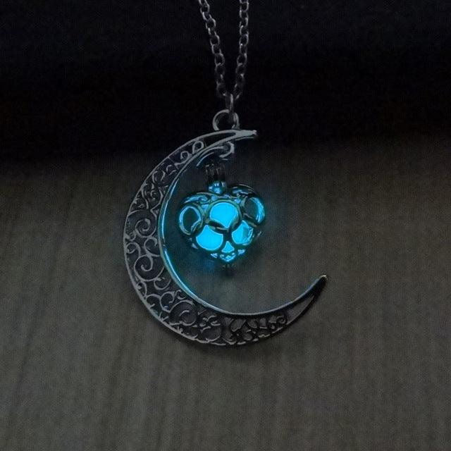 Hollow Moon & Heart Choker Necklace | Fashion Wear Light Blue