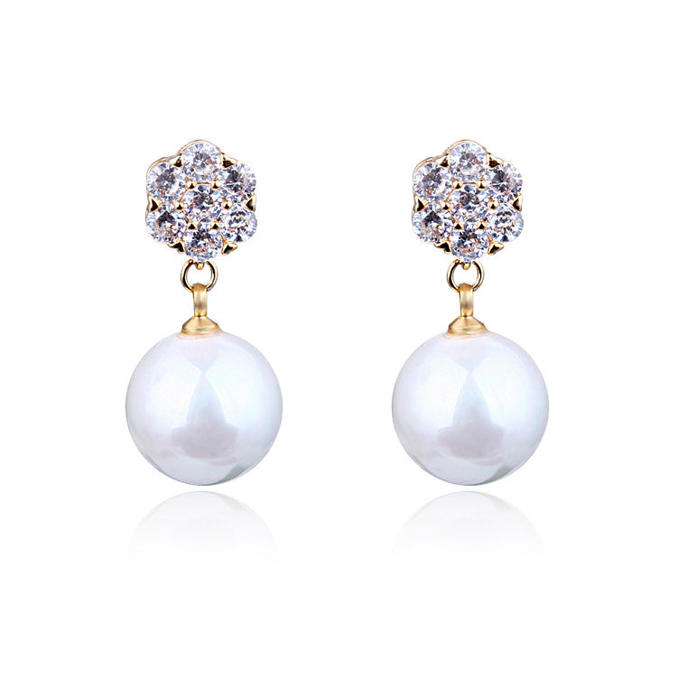 Round Pearl Long Earrings - Daily Wear Gold