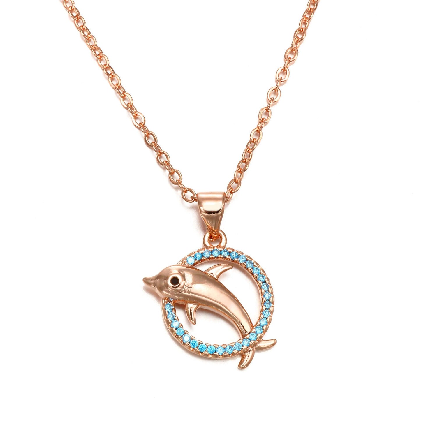 Romantic Dolphin Necklace For Daily Wear | BoldlyBeautifuls Rose Gold