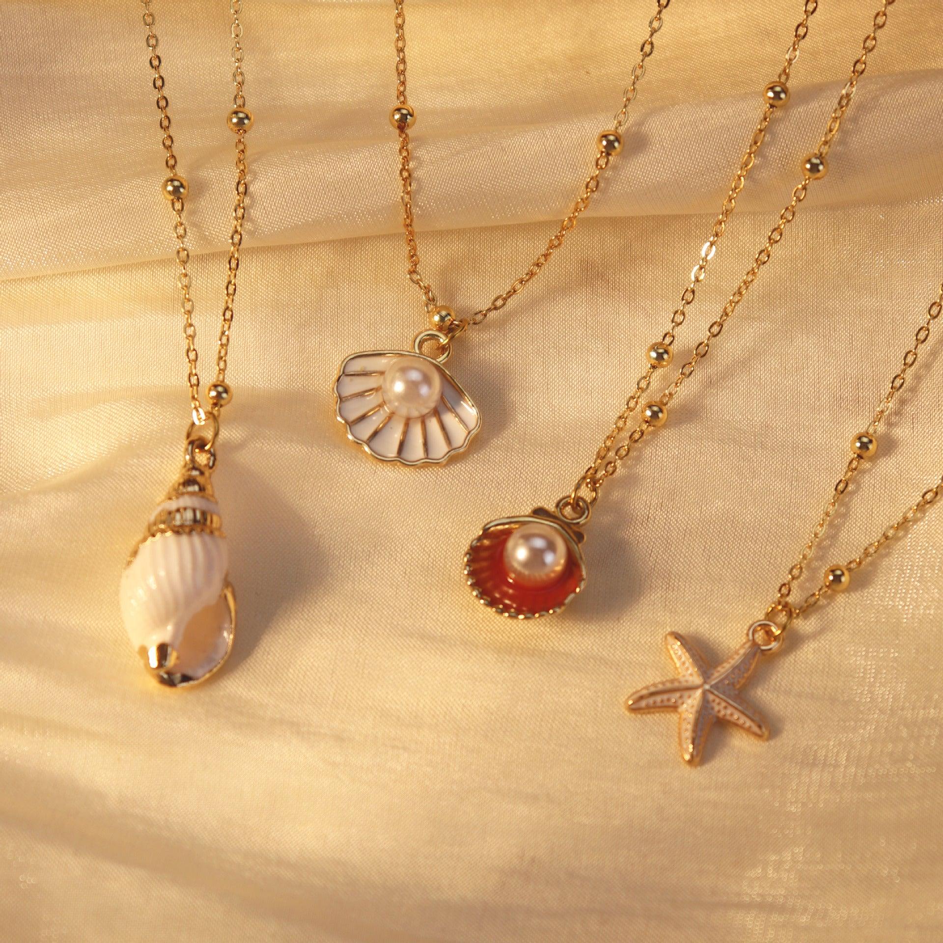 Titanium Steel Pearl Shell Conch Necklace | Beach Wear