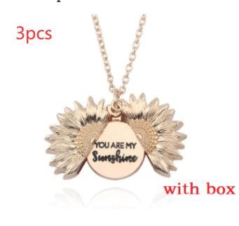 Sunflower Double Lettering Pendant Necklace | Daily Wear