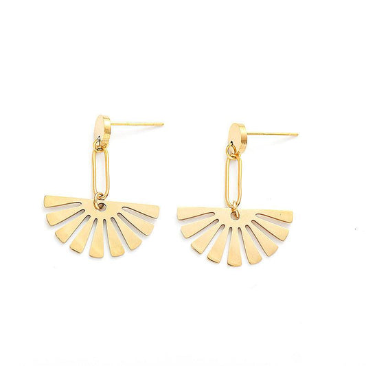 Fan-shaped Female Earrings Exquisite Trend Jewelry Gold