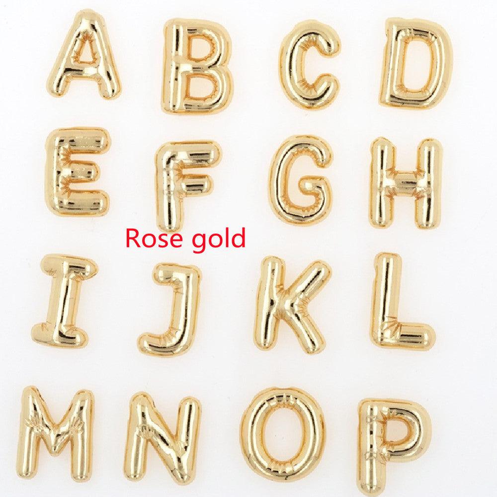Glossy Letters Pendant Necklace | Fashion Wear F Rose Gold