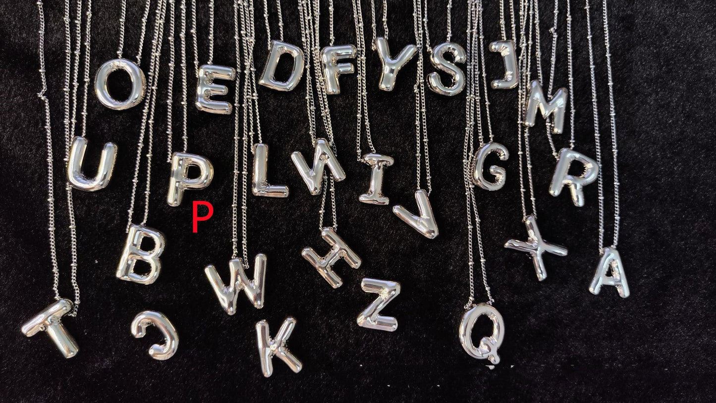 Glossy Letters Pendant Necklace | Fashion Wear P Silvery