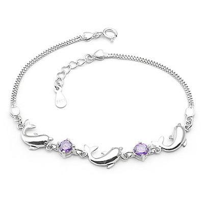 925 Sterling Silver Dolphin Bracelet | Daily Wear Purple