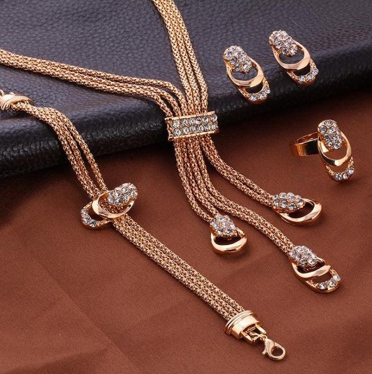 Golden Crystal Necklace Set | Party Collection