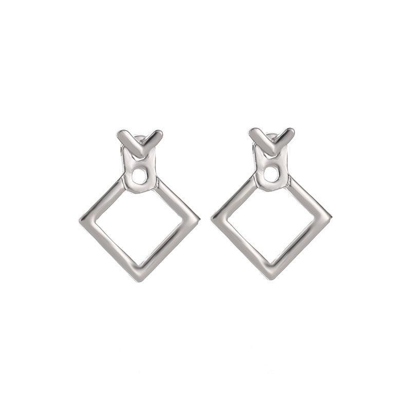 Heart Stud Earrings Trendy Jewelry Statement Earring Silver Square