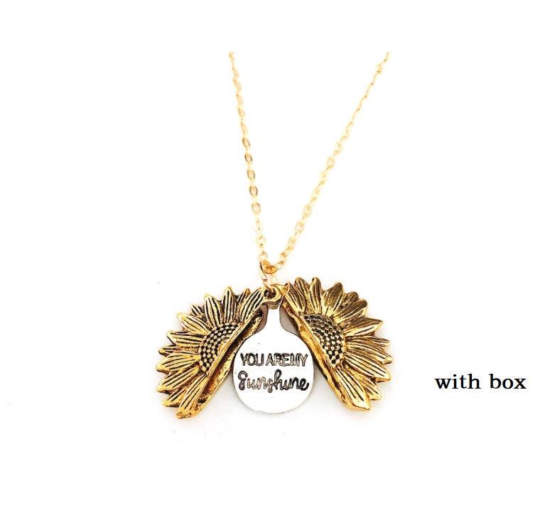Sunflower Double Lettering Pendant Necklace | Daily Wear