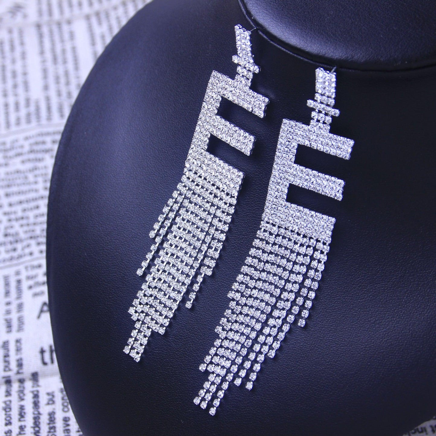 Silver Needle Rhinestone Letter B Earrings Silver E