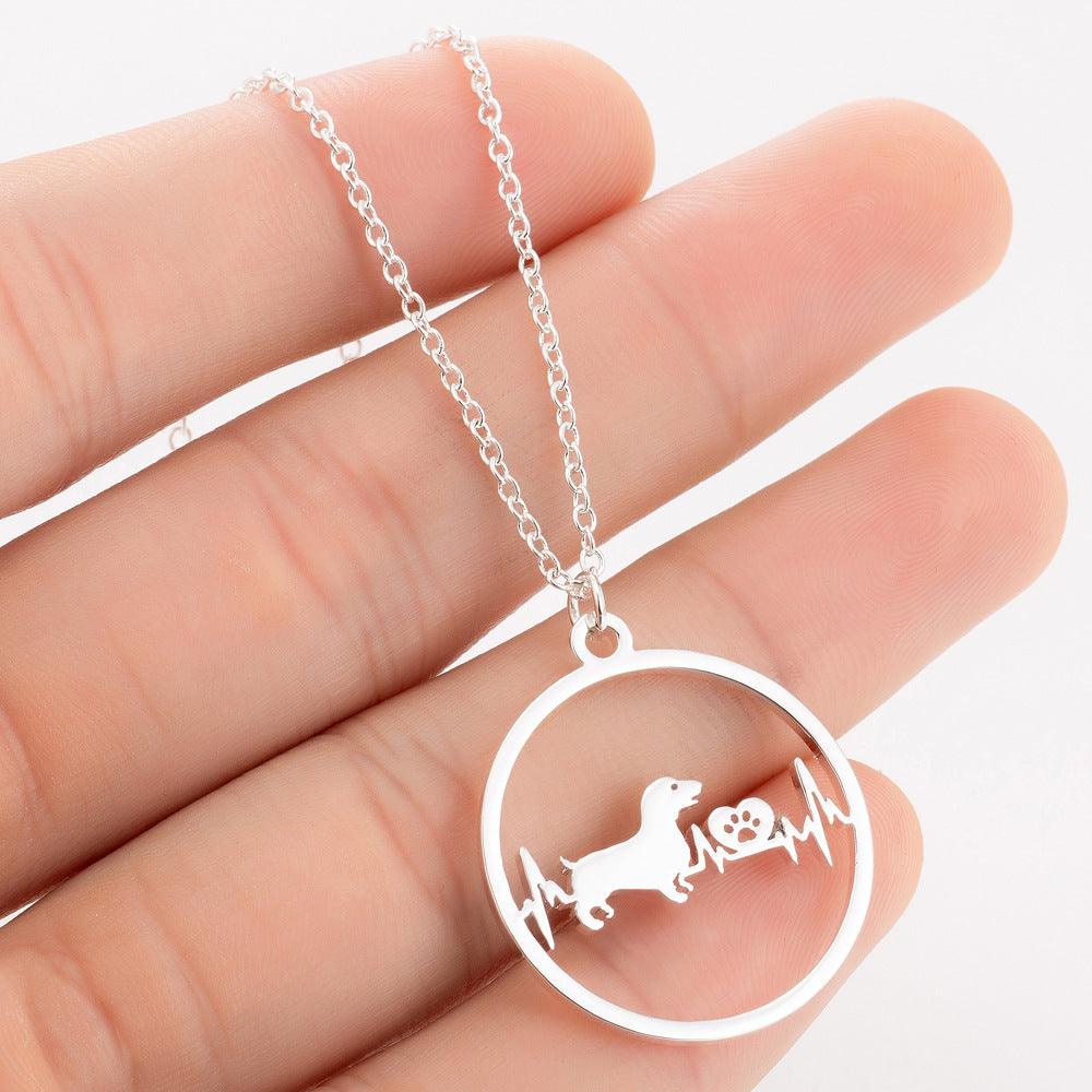 Pet Dog Paw Print Pendant Necklace | Pet Collection Dachshunds