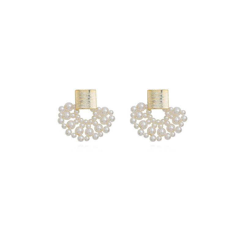 Handmade Pearl Woven Scalloped Pearl Stud | Party Wear 14K Golden