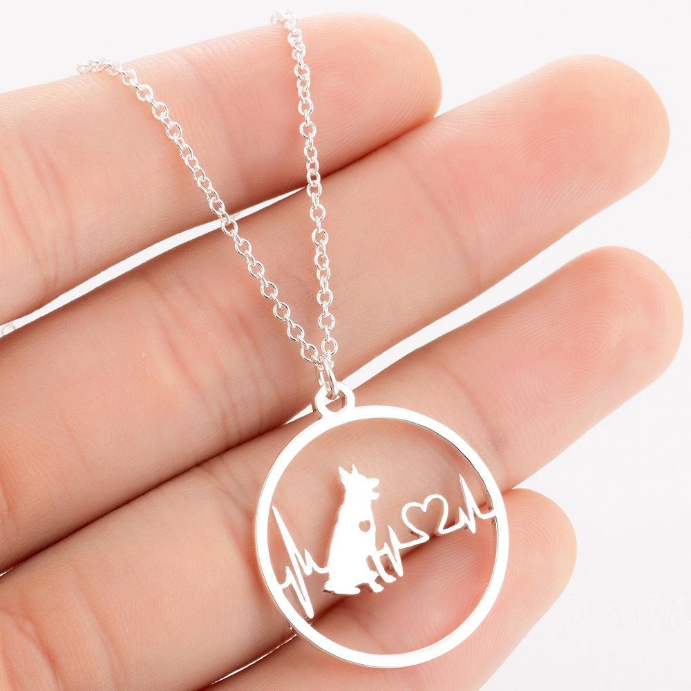 Pet Dog Paw Print Pendant Necklace | Pet Collection German Shepherd