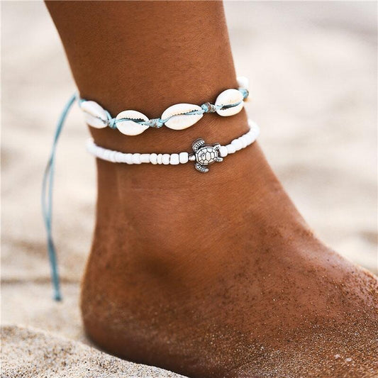 Green Blue Star Fish Beach Anklets | Beach Wear E