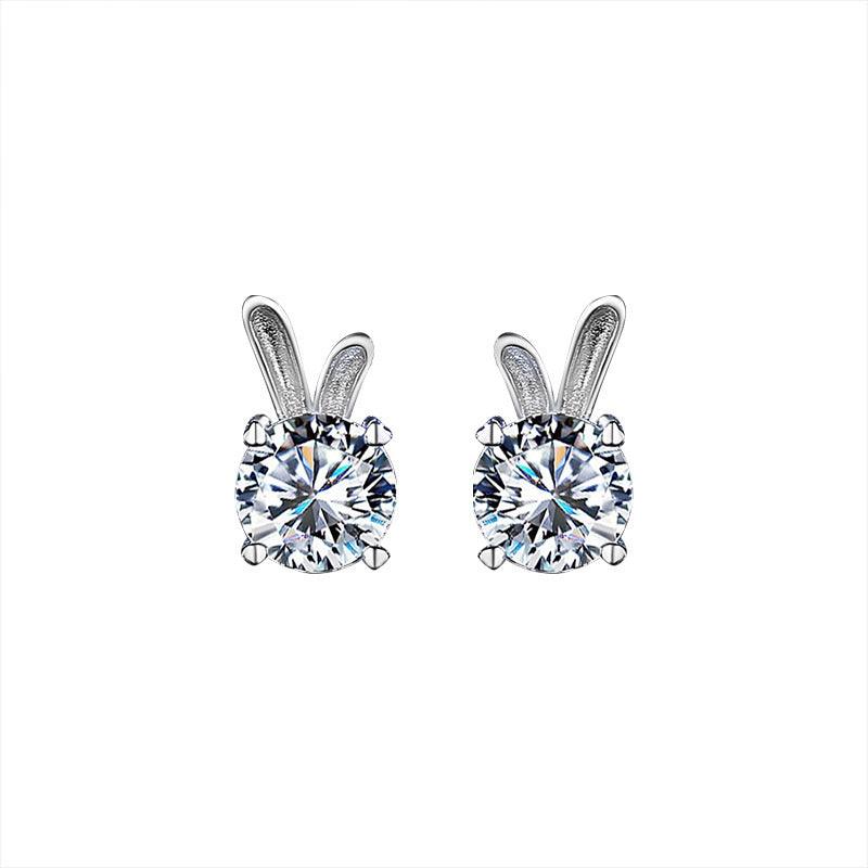 Women's Rabbit Moissanite Sterling Silver Earrings