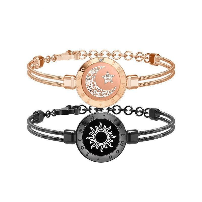 Sun-Moon Smart Sensing Couple Bracelet | Fashion Jewelry Black Gold B