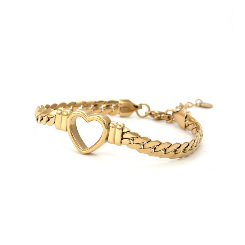 Simple Hollow Heart Bracelet | Daily Wear Golden