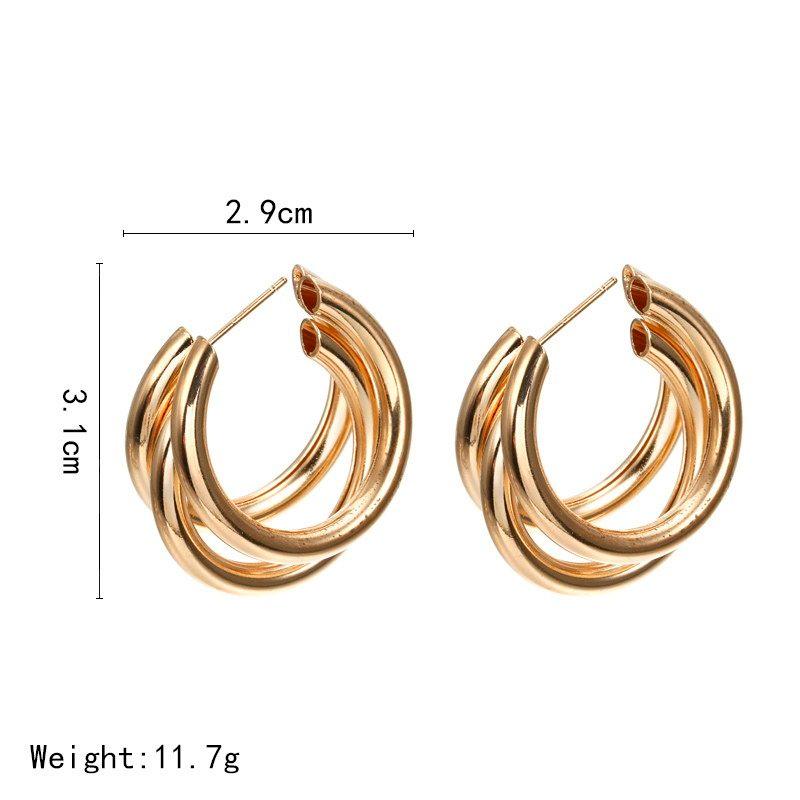 Cold Wind Metal Ring Ear Buckle Earrings