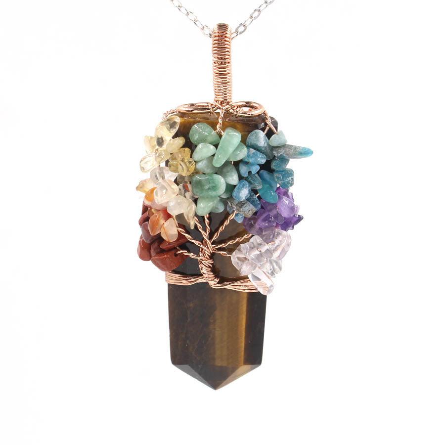 Sword-Shaped Crystal Tree Necklace | Fashion Wear Tigers Eye