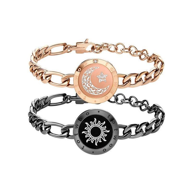 Sun-Moon Smart Sensing Couple Bracelet | Fashion Jewelry Black Gold C