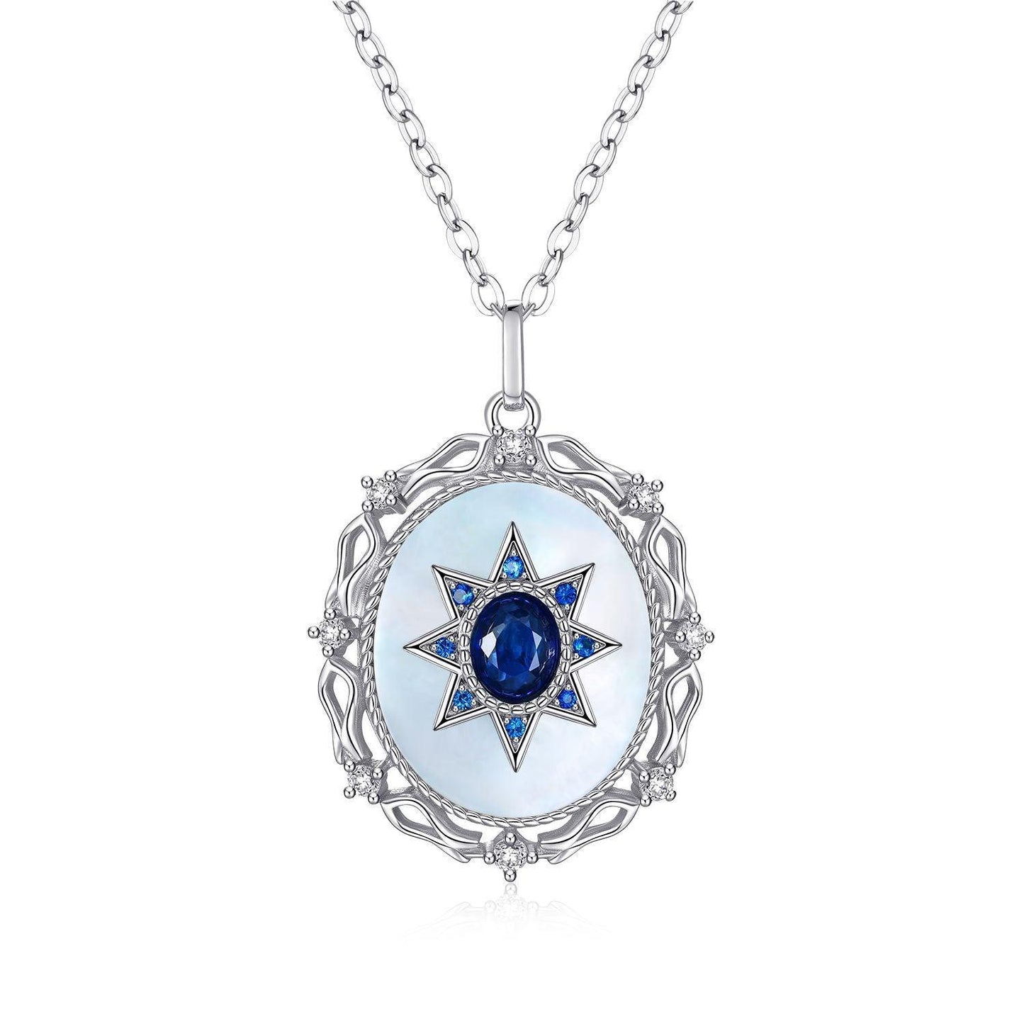 Natural Sapphire Necklace in 925 Sterling Silver Platinum Gold