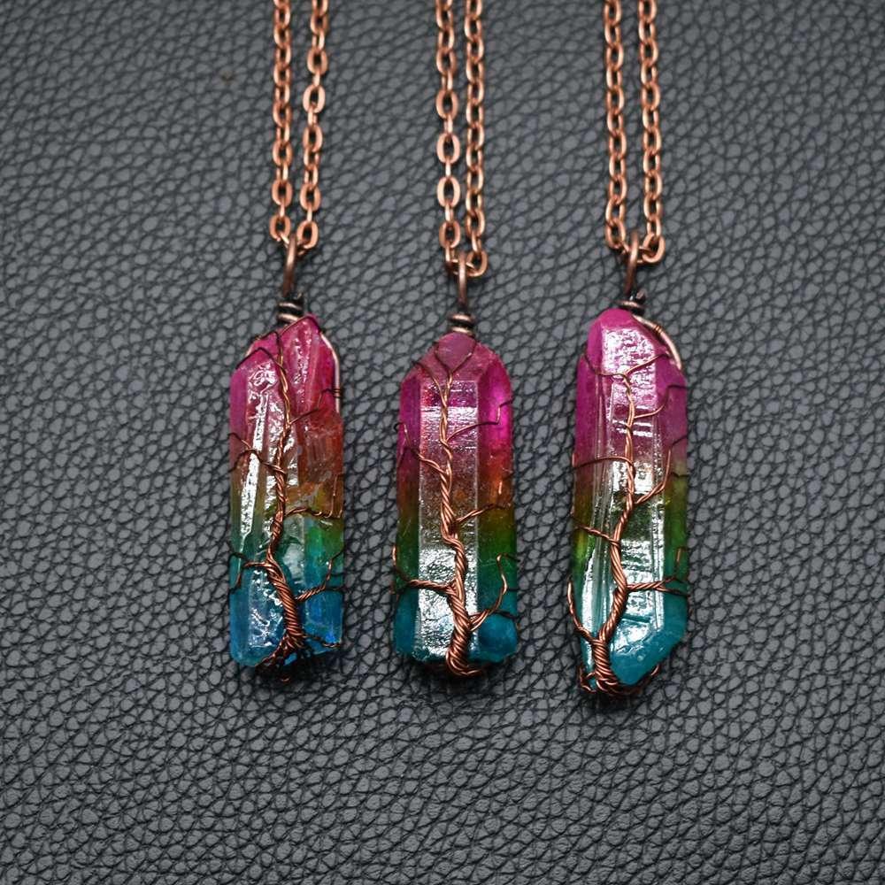 Stone Crystal Pendant Fashion Necklace