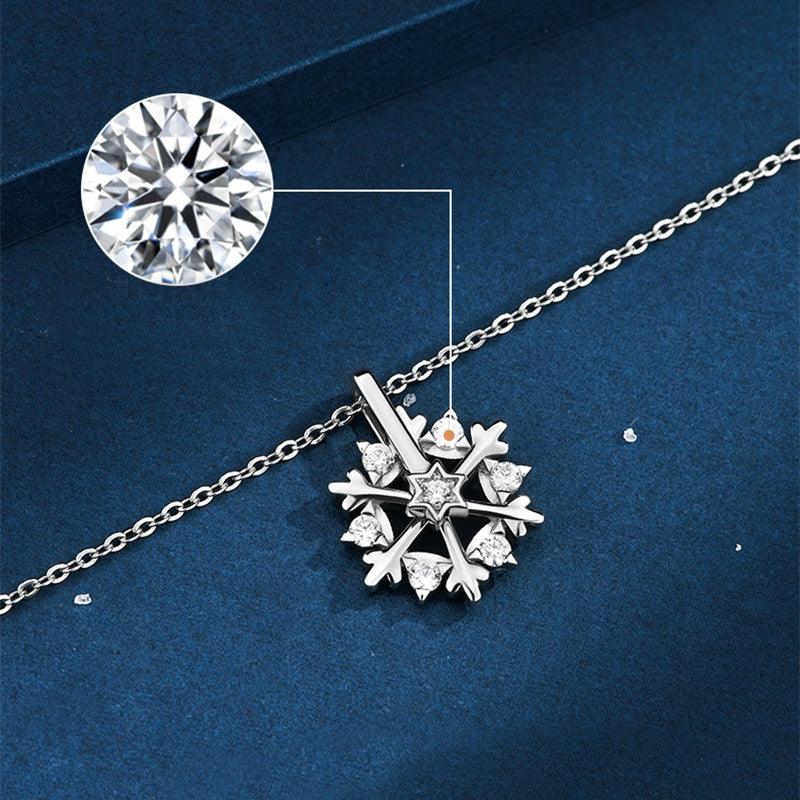 Rotatable 925 Silver Snowflake Necklace | Daily Wear