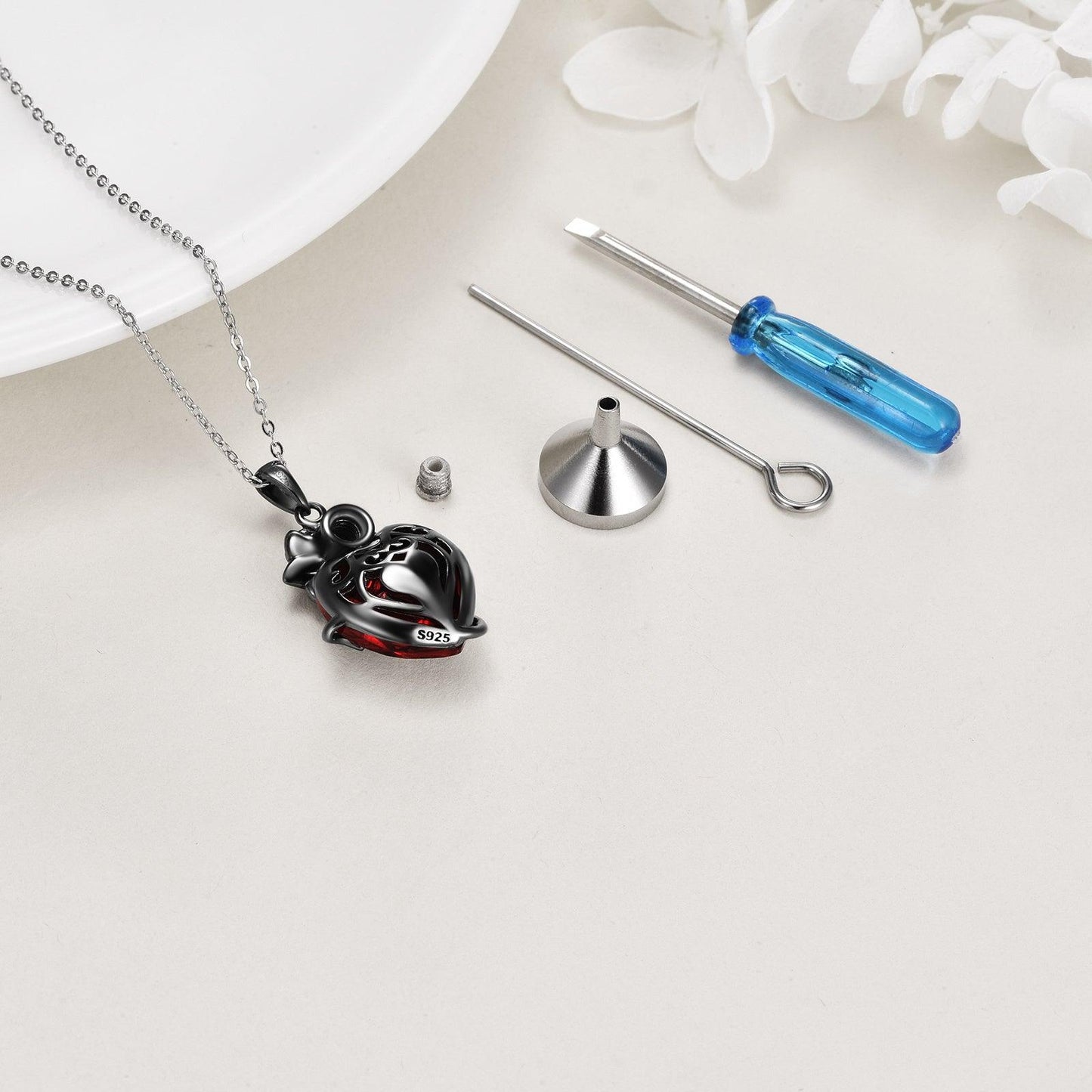 Sterling Silver Heart Rose Necklace | Daily Wear