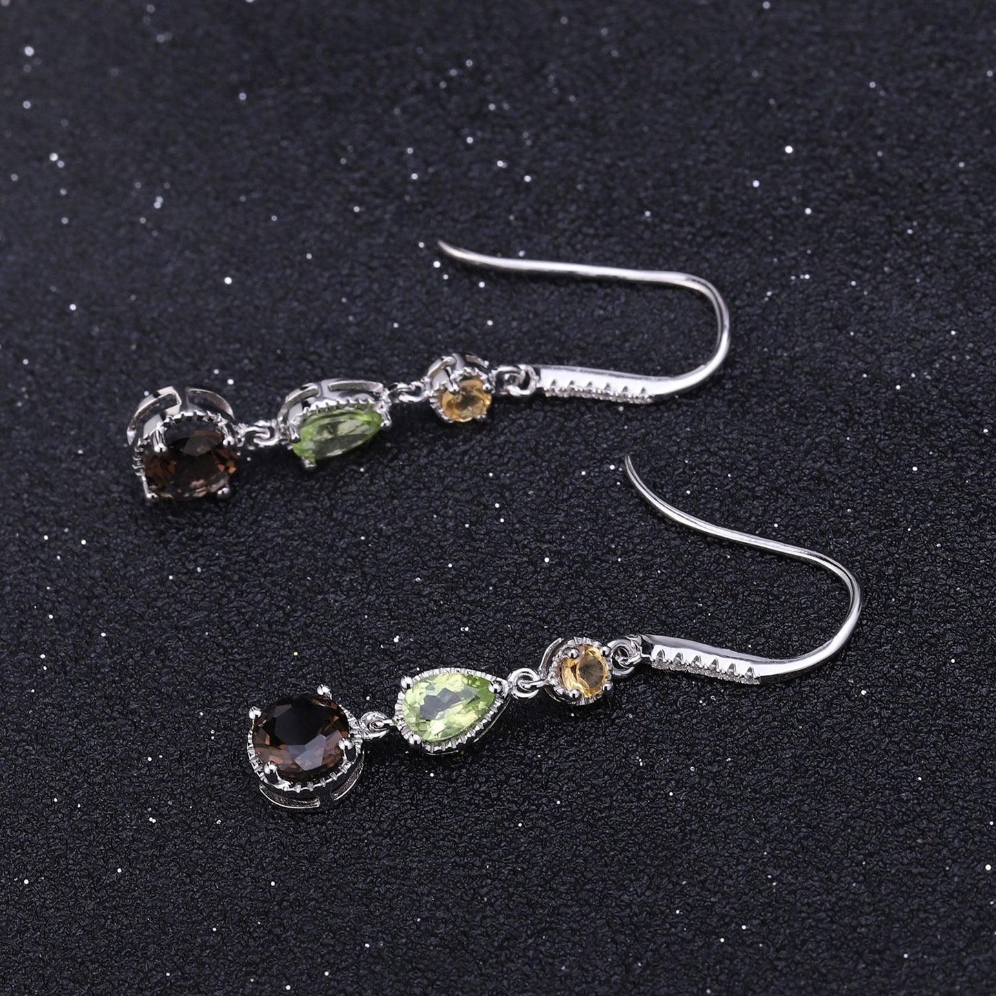 Elegant Natural Gems 925 Silver Earrings