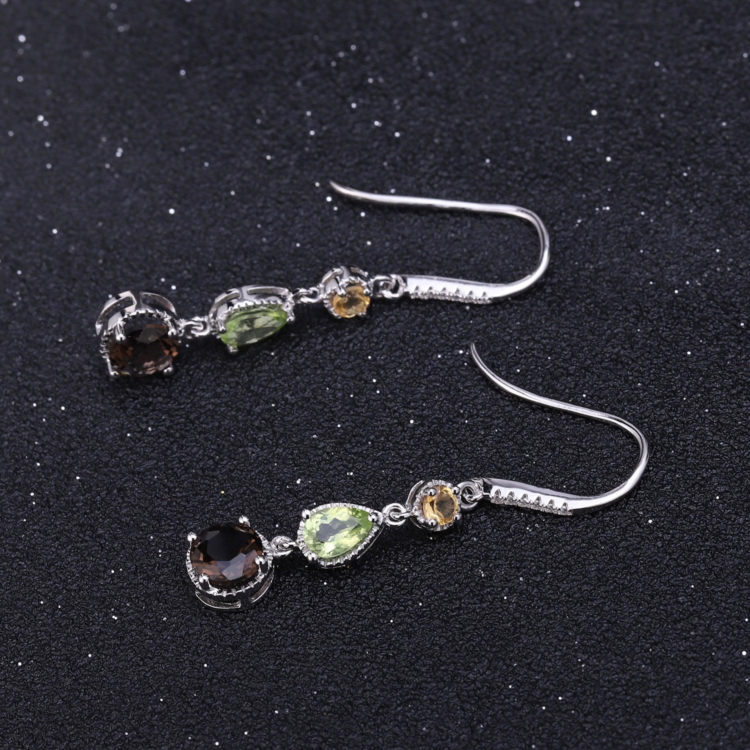 Elegant Natural Gems 925 Silver Earrings