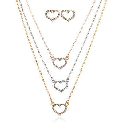 Love Diamond Pendant Necklace Set