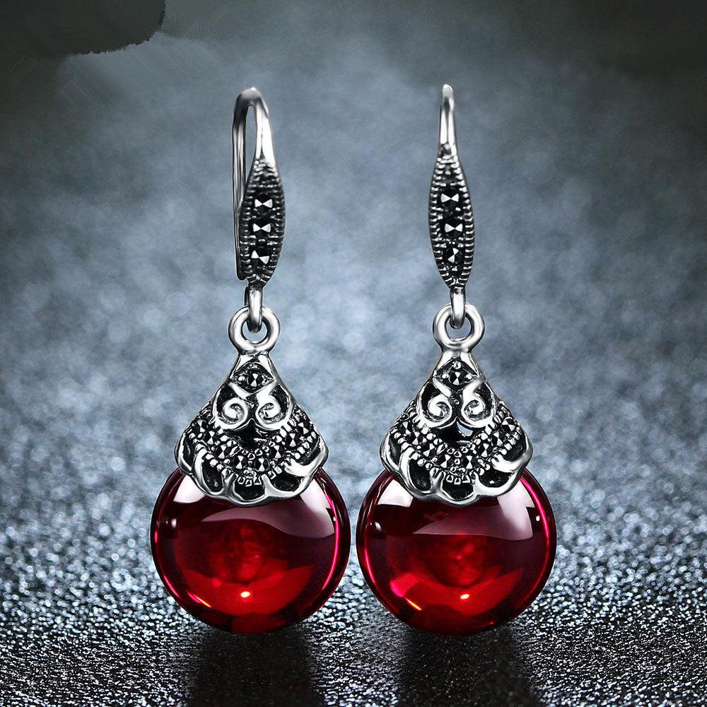 Vintage Round Garnet Earrings | Daily Wear