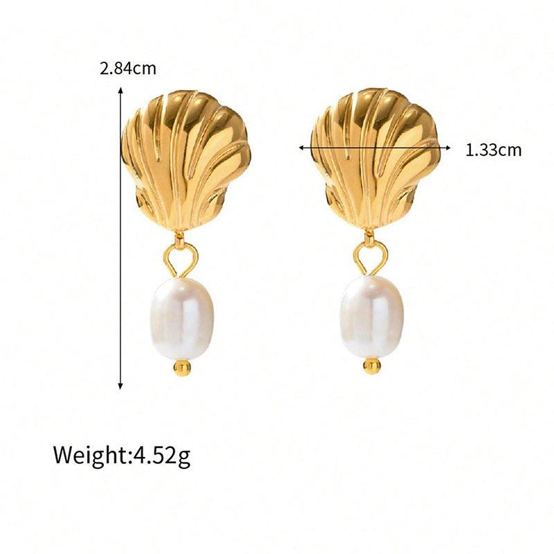 Women's Fashion Jewelry Set | Daily Wear Shell Eardrops 18K