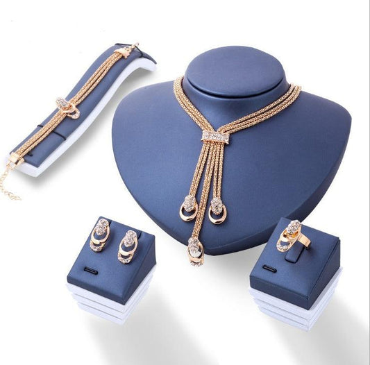 Golden Crystal Necklace Set | Party Collection Golden