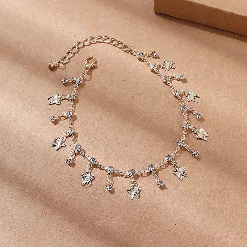 Flowers Leaves & Butterfly Tassel Anklet | Beach Wear