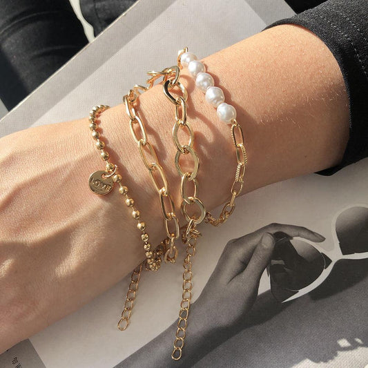 Geometric Retro Pearl Bracelet | Daily Wear