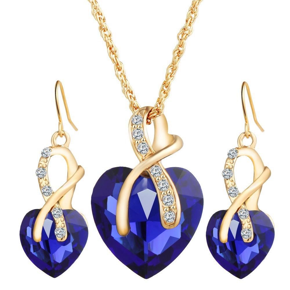Heart-Shaped Austrian Crystal Set | Daily Wear Blue