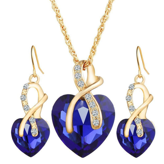 Heart-Shaped Austrian Crystal Set | Daily Wear Blue