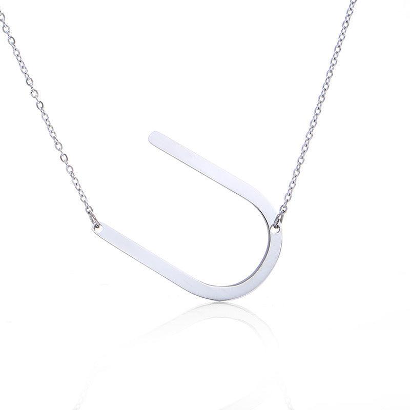 Initial Letter Pendant & Necklace | Gold Plated Silver U