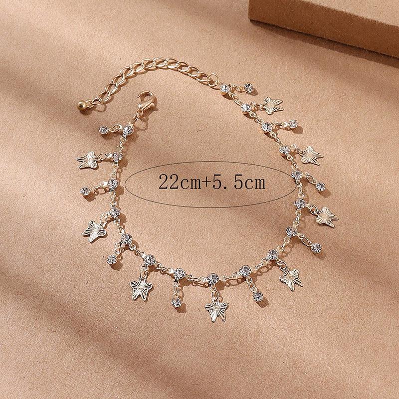 Flowers Leaves & Butterfly Tassel Anklet | Beach Wear