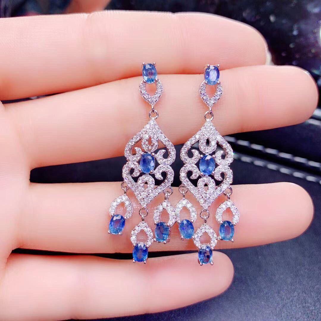 S925 Silver - Sri Lankan Sapphire Earrings