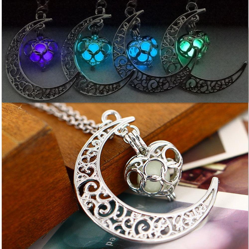 Hollow Moon & Heart Choker Necklace | Fashion Wear Blue Green Purple