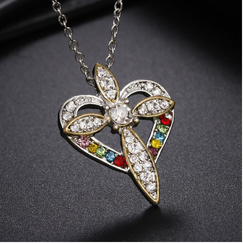 Heart Shaped Cross Pendant Necklace