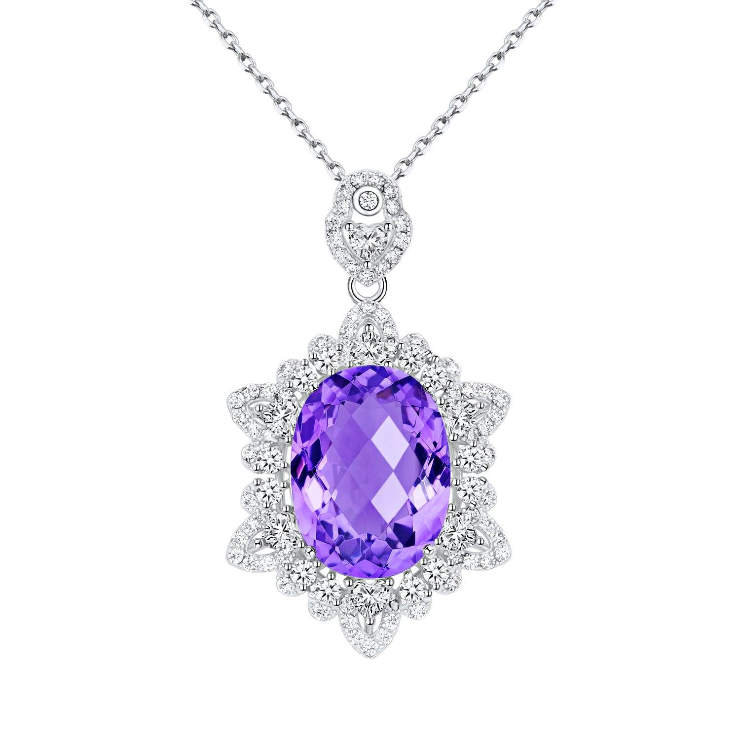 Amethyst Necklace for Women in 925 Sterling Silver White